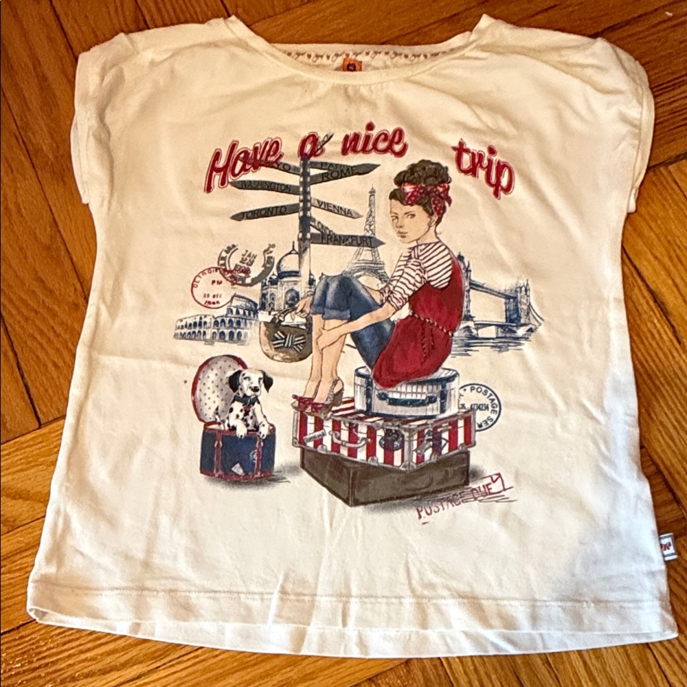 Girls White 'Have a Nice Trip' Graphic Top